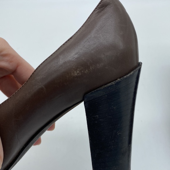 Michael Kors Slip On Heels Loafers Brown Leather Womens Size 6.5 - Picture 13 of 16